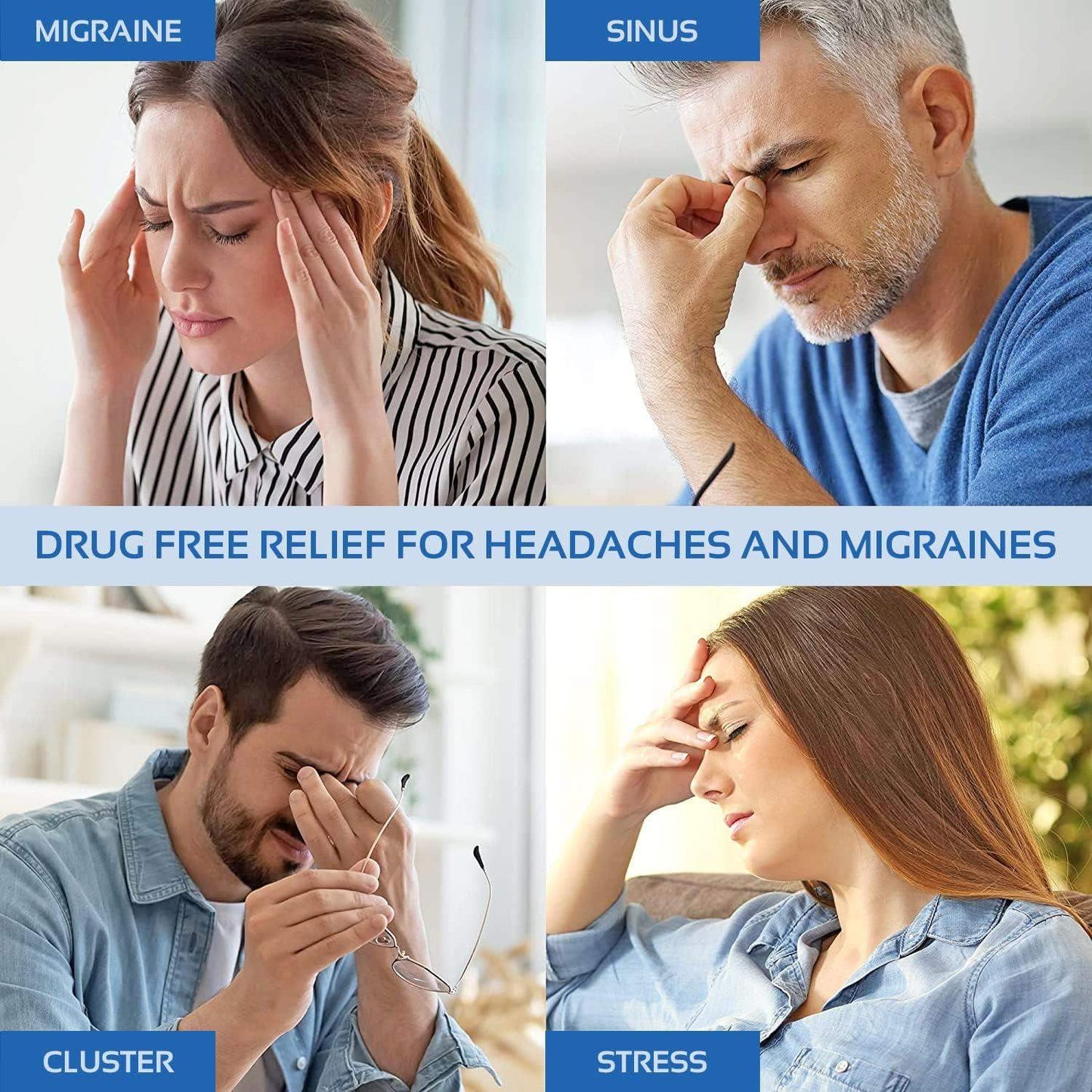 Migraine Relief Ice Cap, Cold Therapy Head Wrap for Headaches, Facial Tension, and Sinus Pressure - imprüv  