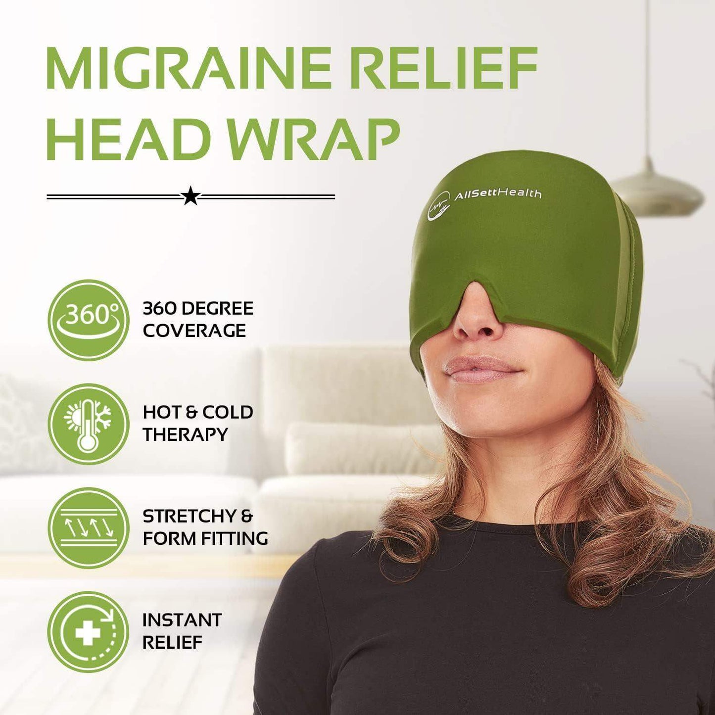 Migraine Relief Ice Cap, Cold Therapy Head Wrap for Headaches, Facial Tension, and Sinus Pressure - imprüv  