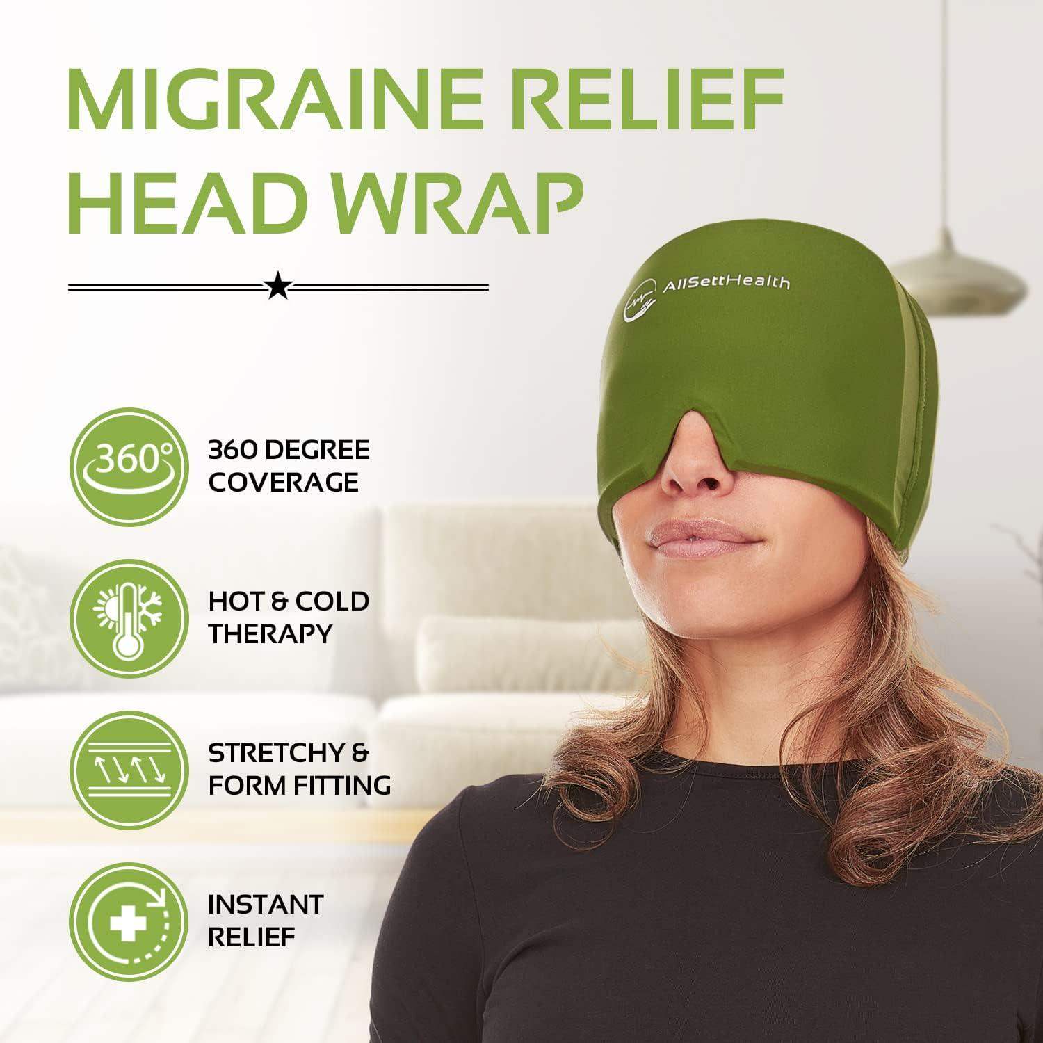 Migraine Relief Ice Cap, Cold Therapy Head Wrap for Headaches, Facial Tension, and Sinus Pressure - imprüv  