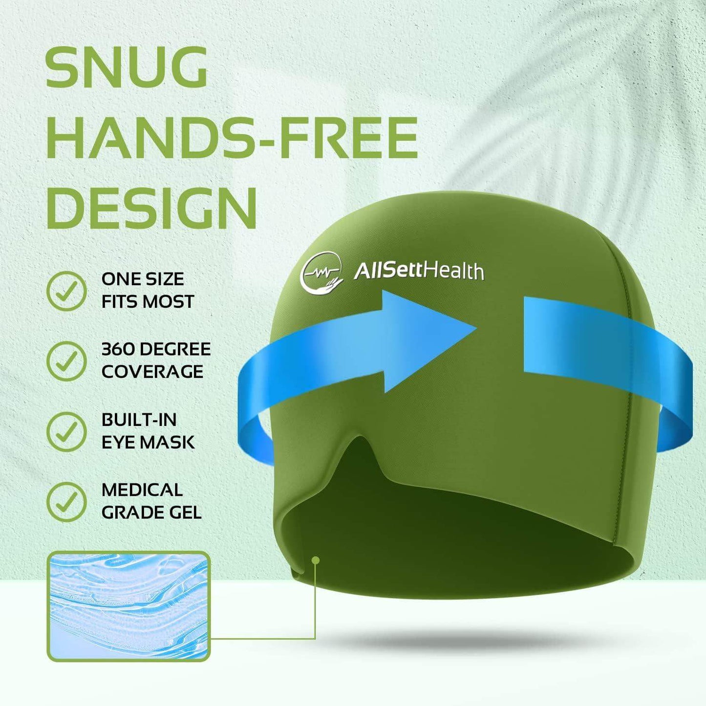 Migraine Relief Ice Cap, Cold Therapy Head Wrap for Headaches, Facial Tension, and Sinus Pressure - imprüv  
