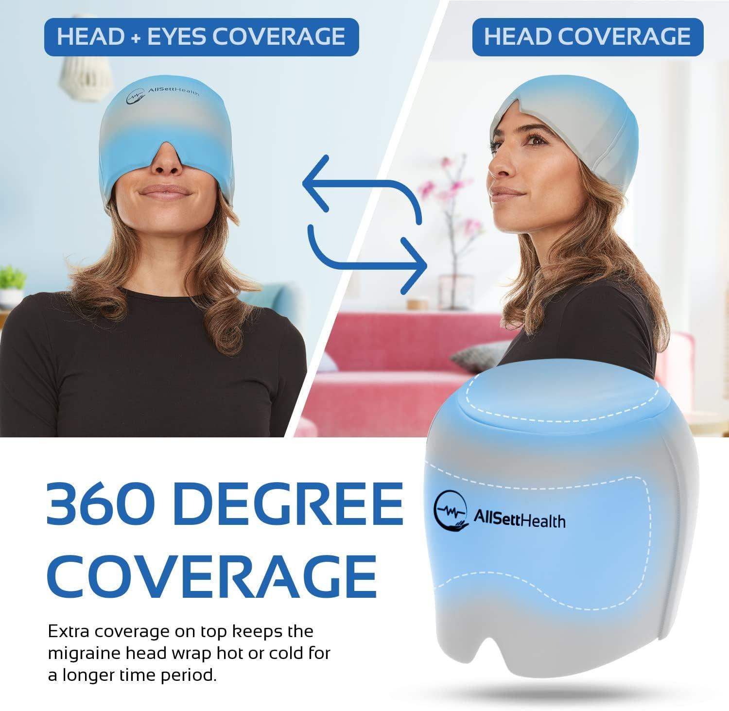 Migraine Relief Ice Cap, Cold Therapy Head Wrap for Headaches, Facial Tension, and Sinus Pressure - imprüv  
