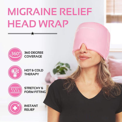 Migraine Relief Ice Cap, Cold Therapy Head Wrap for Headaches, Facial Tension, and Sinus Pressure - imprüv  