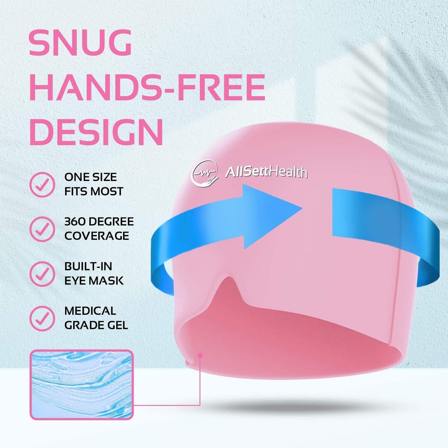 Migraine Relief Ice Cap, Cold Therapy Head Wrap for Headaches, Facial Tension, and Sinus Pressure - imprüv  