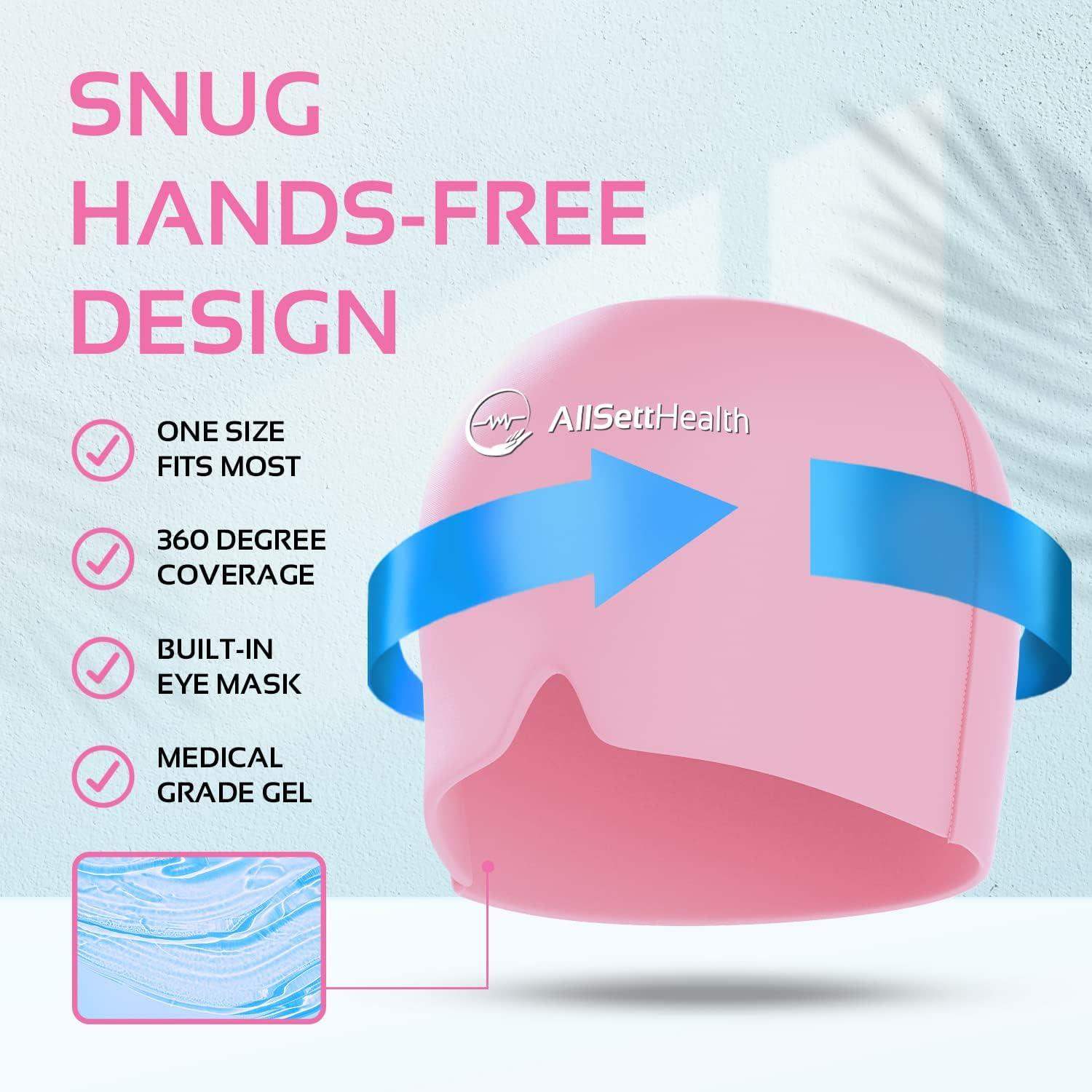 Migraine Relief Ice Cap, Cold Therapy Head Wrap for Headaches, Facial Tension, and Sinus Pressure - imprüv  