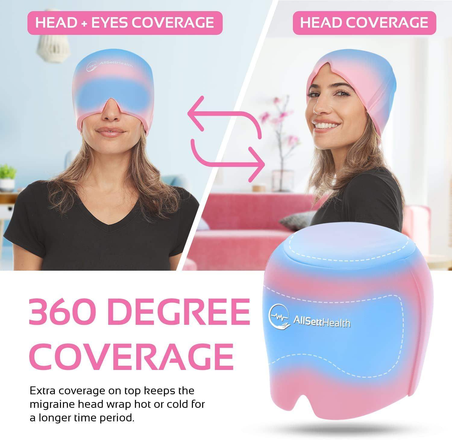 Migraine Relief Ice Cap, Cold Therapy Head Wrap for Headaches, Facial Tension, and Sinus Pressure - imprüv  