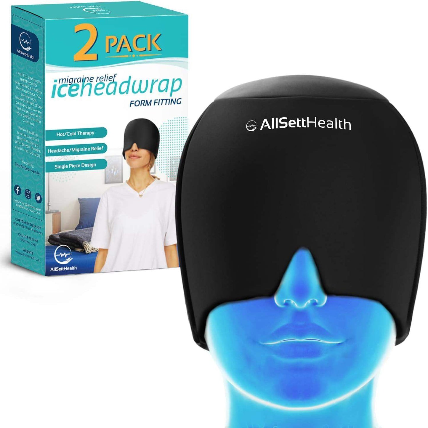 Migraine Relief Ice Cap, Cold Therapy Head Wrap for Headaches, Facial Tension, and Sinus Pressure - imprüv  