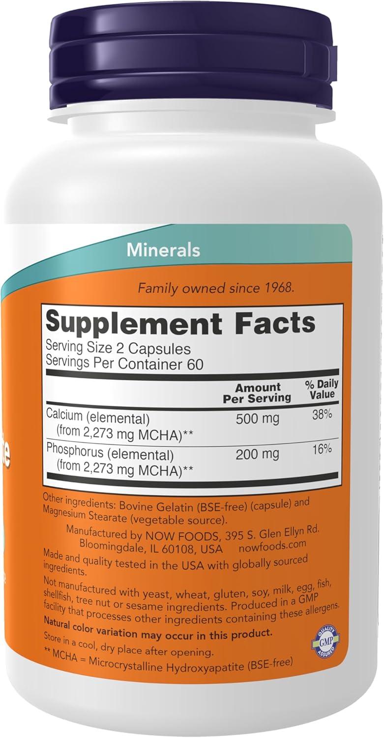 NOW Foods Calcium Hydroxyapatite Caps for Bone and Teeth Support, 120 Capsules - imprüv  