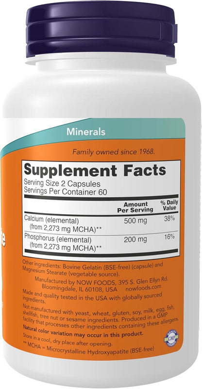 NOW Foods Calcium Hydroxyapatite Caps for Bone and Teeth Support, 120 Capsules - imprüv  
