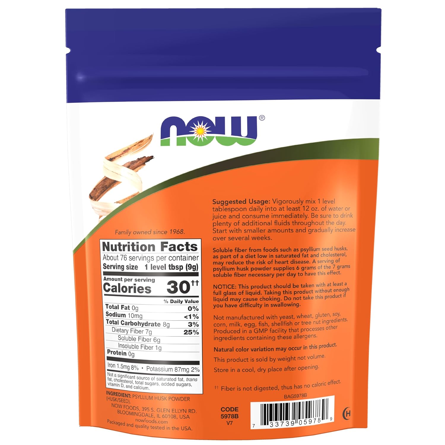 NOW Foods Psyllium Husk Powder, Non-GMO Soluble Fiber for Digestive Regularity and Gut Health - imprüv  