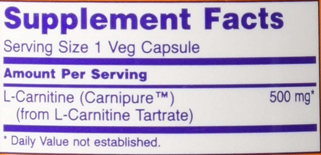 NOW Foods L-Carnitine 500 mg supports sports energy, fat metabolism, and cellular fuel with a vegan formula featuring clinically tested Carnipure™ L-Carnitine.