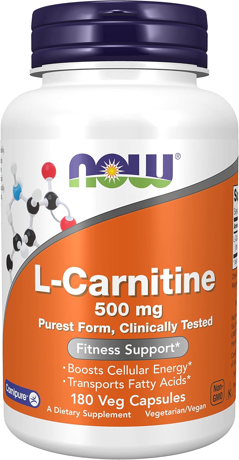 NOW Foods L-Carnitine 500 mg supports sports energy, fat metabolism, and cellular fuel with a vegan formula featuring clinically tested Carnipure™ L-Carnitine.