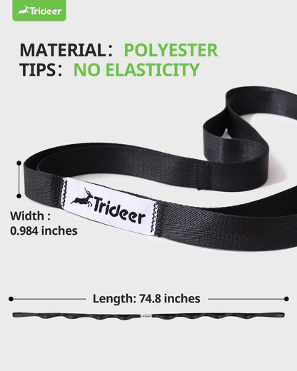 Non-Elastic Stretching Strap for Yoga and Physical Therapy Band with 10 Grip Loops for Flexibility and Mobility - imprüv  