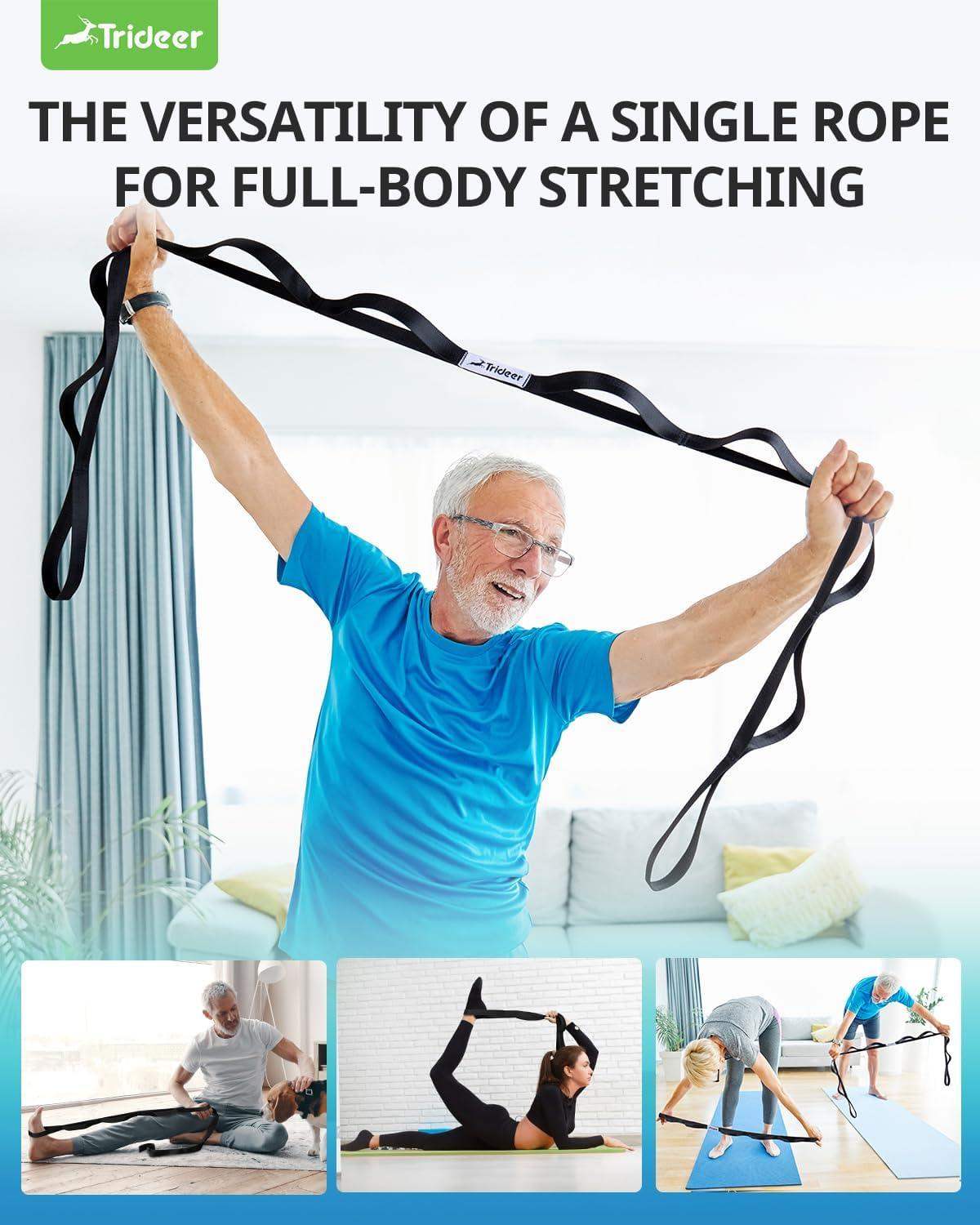 Non-Elastic Stretching Strap for Yoga and Physical Therapy Band with 10 Grip Loops for Flexibility and Mobility - imprüv  