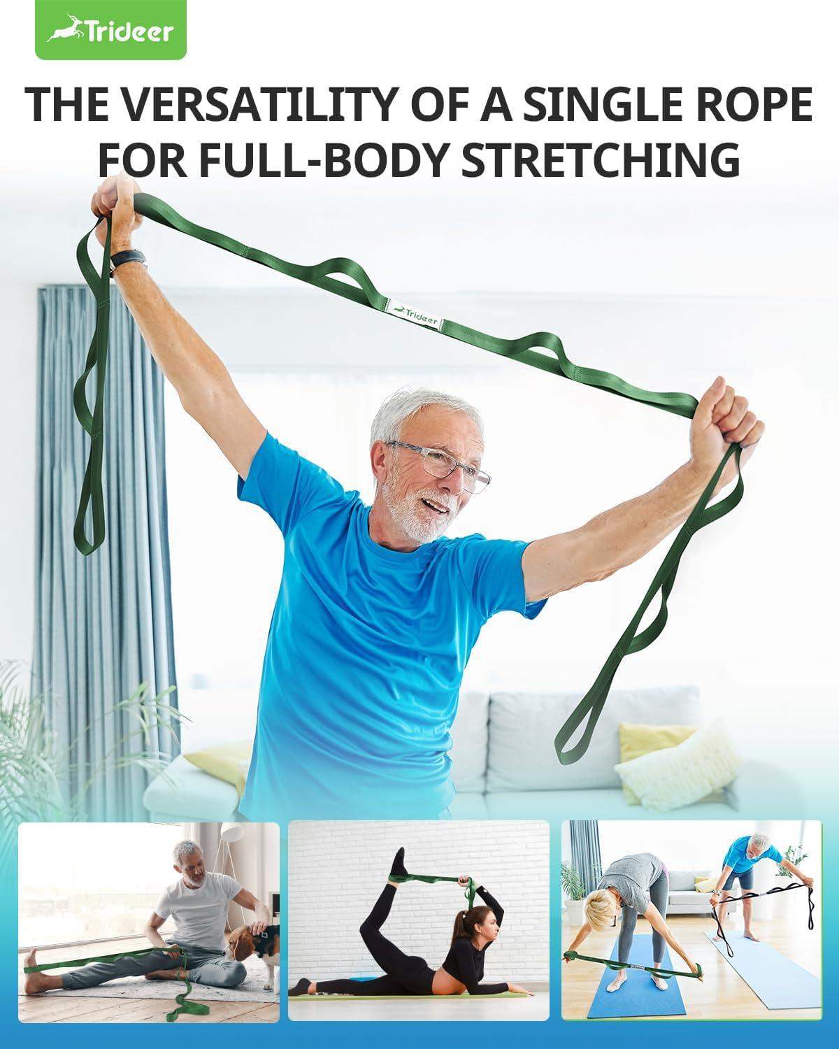 Non-Elastic Stretching Strap for Yoga and Physical Therapy Band with 10 Grip Loops for Flexibility and Mobility - imprüv  