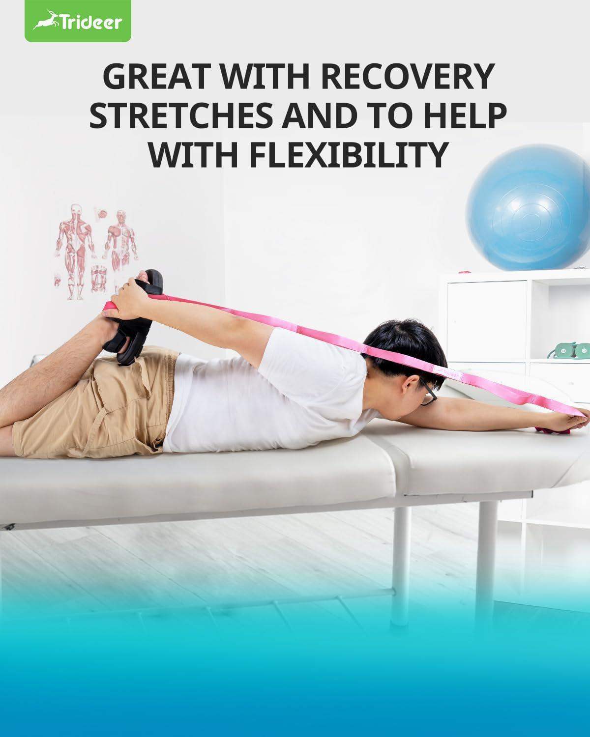 Non-Elastic Stretching Strap for Yoga and Physical Therapy Band with 10 Grip Loops for Flexibility and Mobility - imprüv  