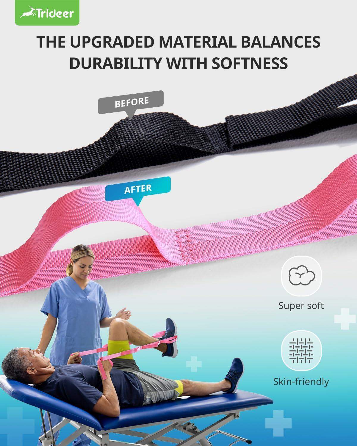 Non-Elastic Stretching Strap for Yoga and Physical Therapy Band with 10 Grip Loops for Flexibility and Mobility - imprüv  