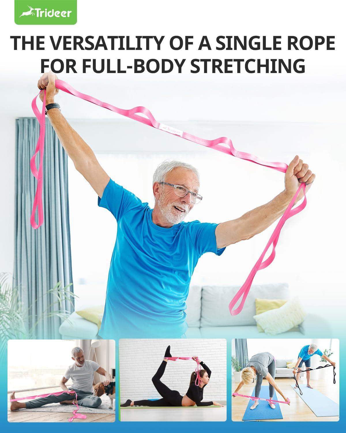 Non-Elastic Stretching Strap for Yoga and Physical Therapy Band with 10 Grip Loops for Flexibility and Mobility - imprüv  