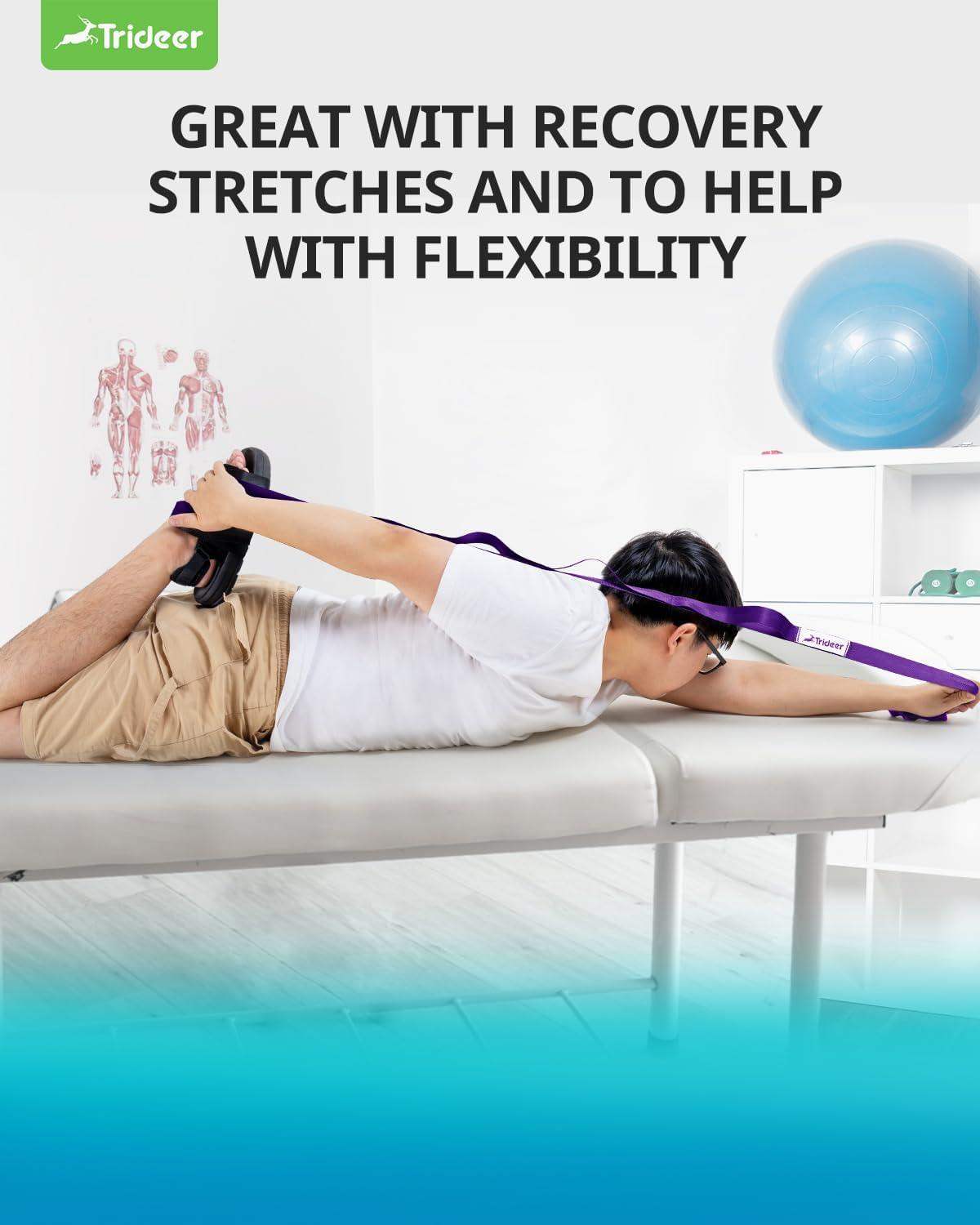 Non-Elastic Stretching Strap for Yoga and Physical Therapy Band with 10 Grip Loops for Flexibility and Mobility - imprüv  