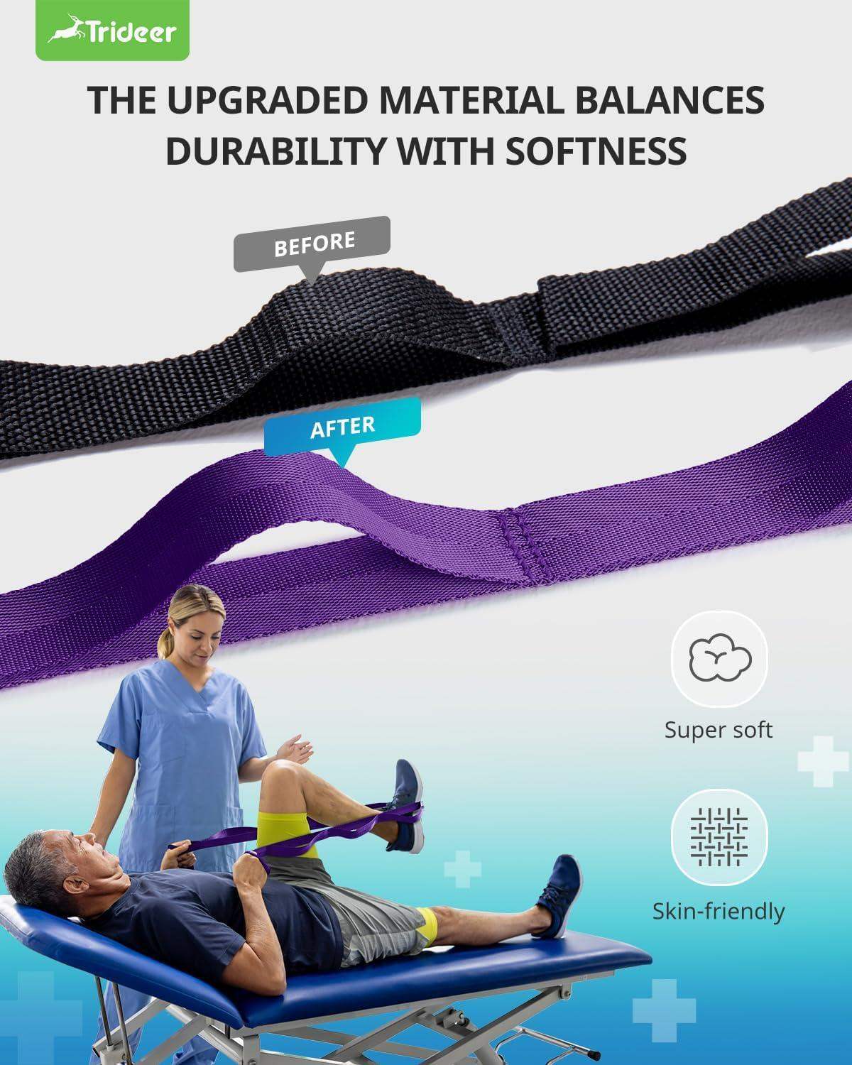 Non-Elastic Stretching Strap for Yoga and Physical Therapy Band with 10 Grip Loops for Flexibility and Mobility - imprüv  