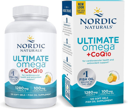 Nordic Naturals Omega-3 with CoQ10, 1280mg EPA+DHA for Heart and Brain Health - imprüv  