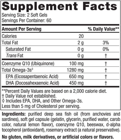 Nordic Naturals Omega-3 with CoQ10, 1280mg EPA+DHA for Heart and Brain Health - imprüv  