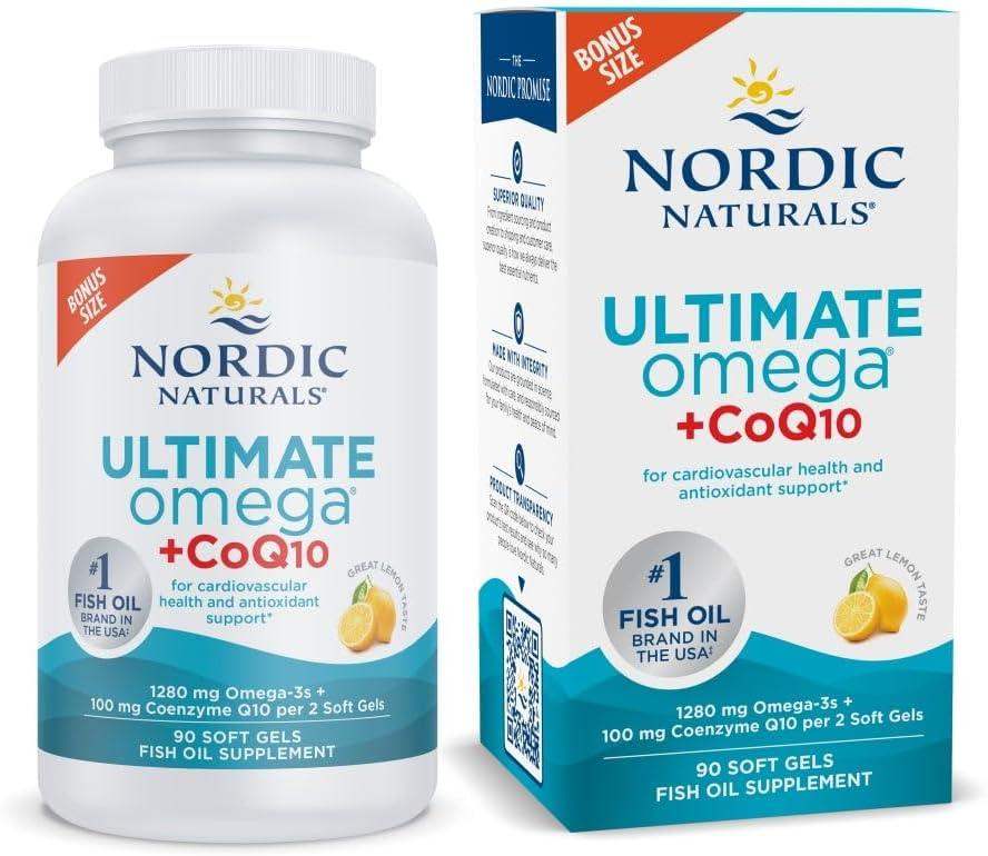 Nordic Naturals Omega-3 with CoQ10, 1280mg EPA+DHA for Heart and Brain Health - imprüv  