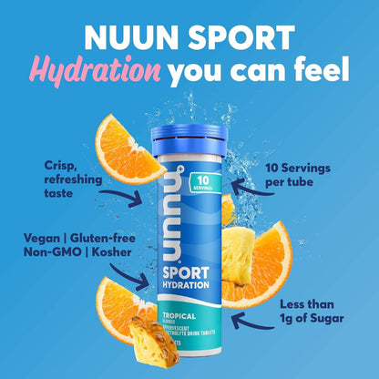 Nuun Sport Electrolyte Water-Soluble Tablets with 5 Essential Electrolytes for Hydration and Only 1g Sugar - imprüv  