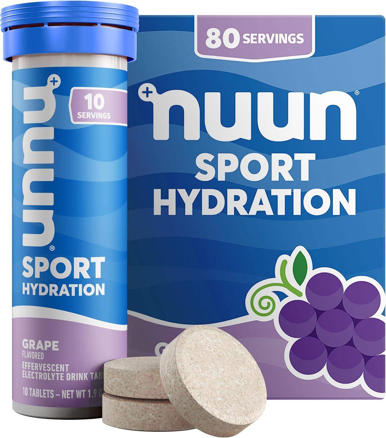 Nuun Sport Electrolyte Water-Soluble Tablets with 5 Essential Electrolytes for Hydration and Only 1g Sugar - imprüv  