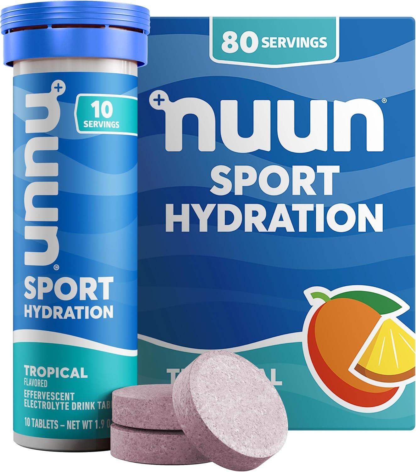 Nuun Sport Electrolyte Water-Soluble Tablets with 5 Essential Electrolytes for Hydration and Only 1g Sugar - imprüv  