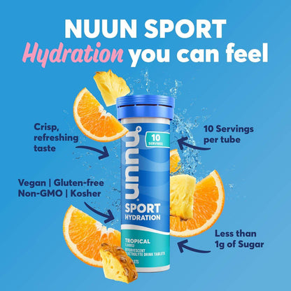 Nuun Sport Electrolyte Water-Soluble Tablets with 5 Essential Electrolytes for Hydration and Only 1g Sugar - imprüv  