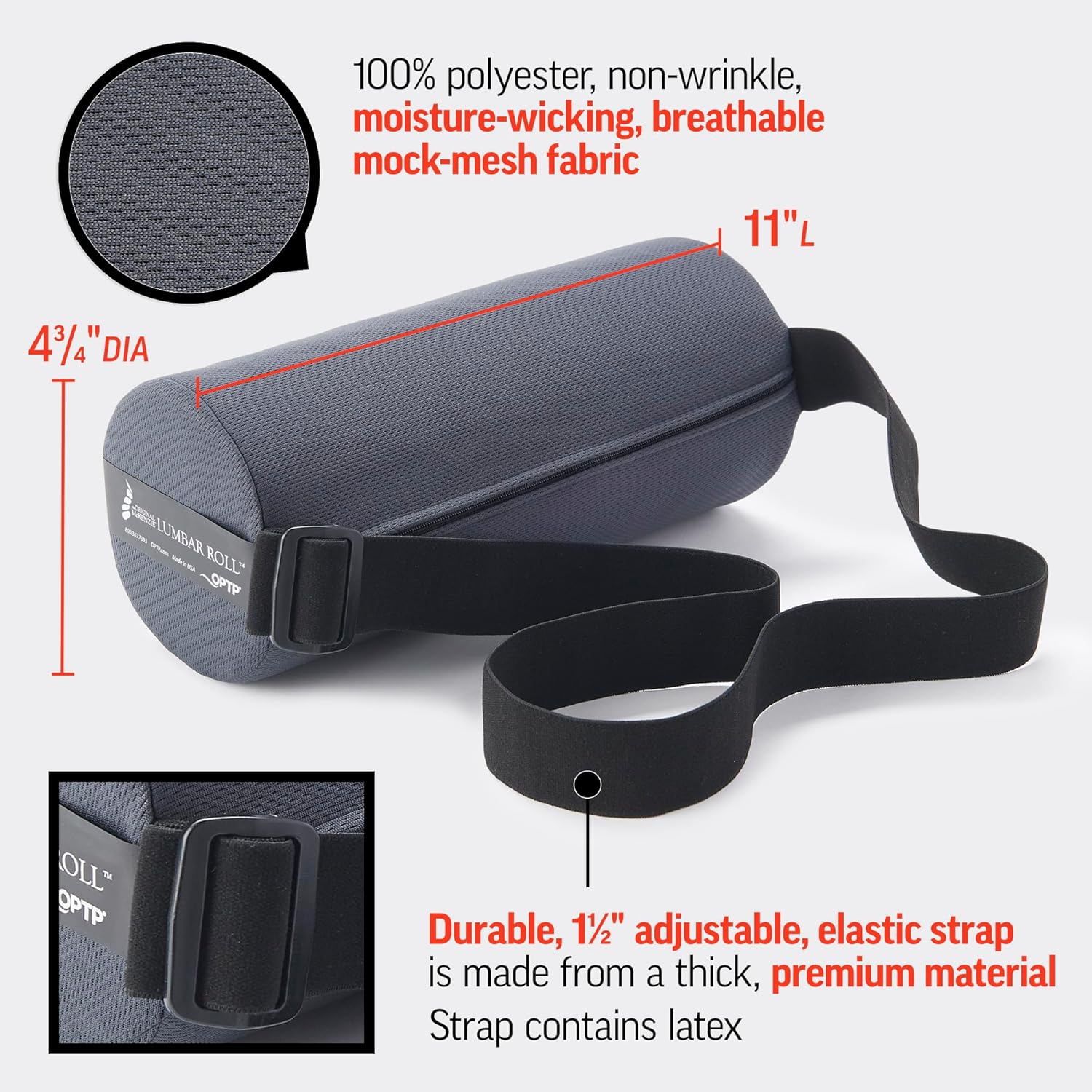 OPTP Original McKenzie Lumbar Roll, Mid-Density Support for Lower Back Pain Relief and Postural Alignment - imprüv  