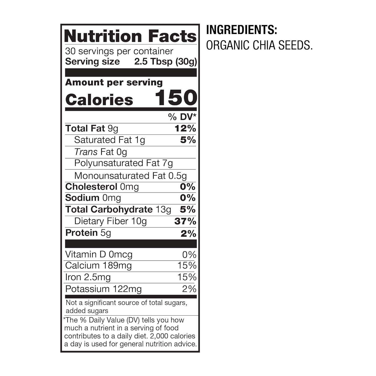 Organic Chia Seeds, Non-GMO, High in Protein, Fiber, and ALA Omega-3 for Heart and Digestive Health - imprüv  