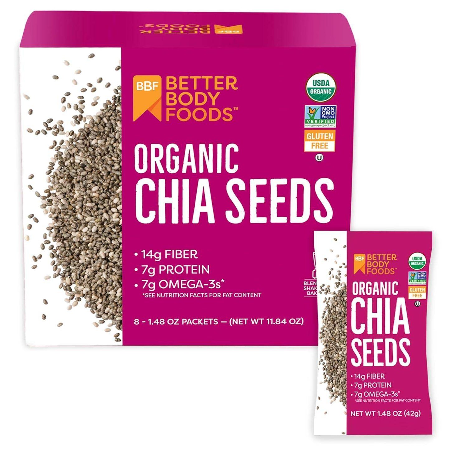 Organic Chia Seeds, Non-GMO, High in Protein, Fiber, and ALA Omega-3 for Heart and Digestive Health - imprüv  