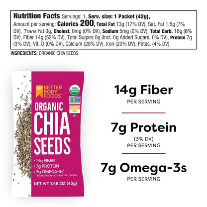 Organic Chia Seeds, Non-GMO, High in Protein, Fiber, and ALA Omega-3 for Heart and Digestive Health - imprüv  