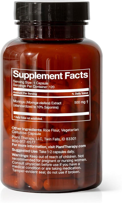 Plant Therapy Moringa Capsules, Pure Organic Superfood for Vitality, Detox Support, and Immune Resilience - imprüv  