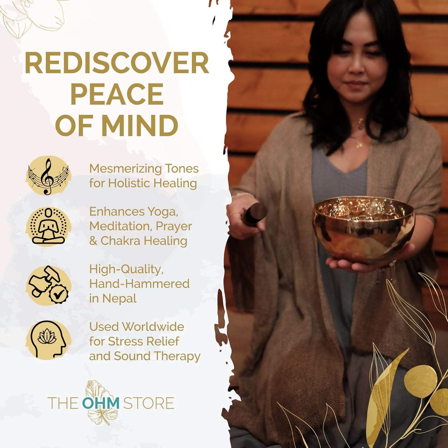 Pure Bronze Tibetan Singing Bowl with Deep Tone for Sound Bath Healing and Focused Meditation - imprüv  