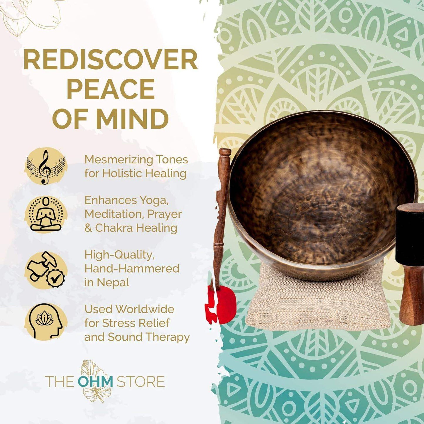 Pure Bronze Tibetan Singing Bowl with Deep Tone for Sound Bath Healing and Focused Meditation - imprüv  