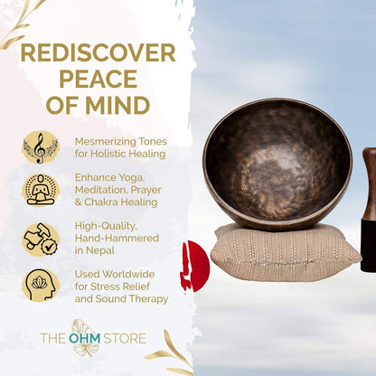 Pure Bronze Tibetan Singing Bowl with Deep Tone for Sound Bath Healing and Focused Meditation - imprüv  