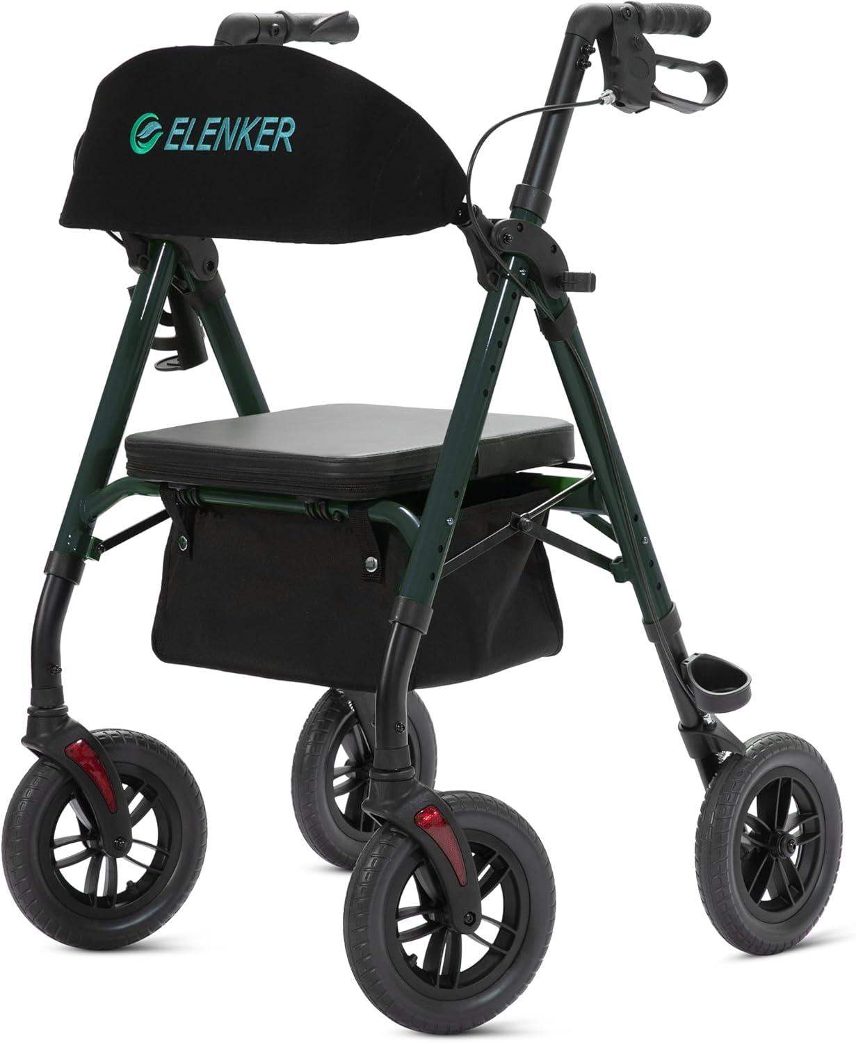 Rollator Walker with All-Terrain 10-Inch Non-Pneumatic Wheels and Padded Seat for Comfort and Injury Recovery - imprüv  