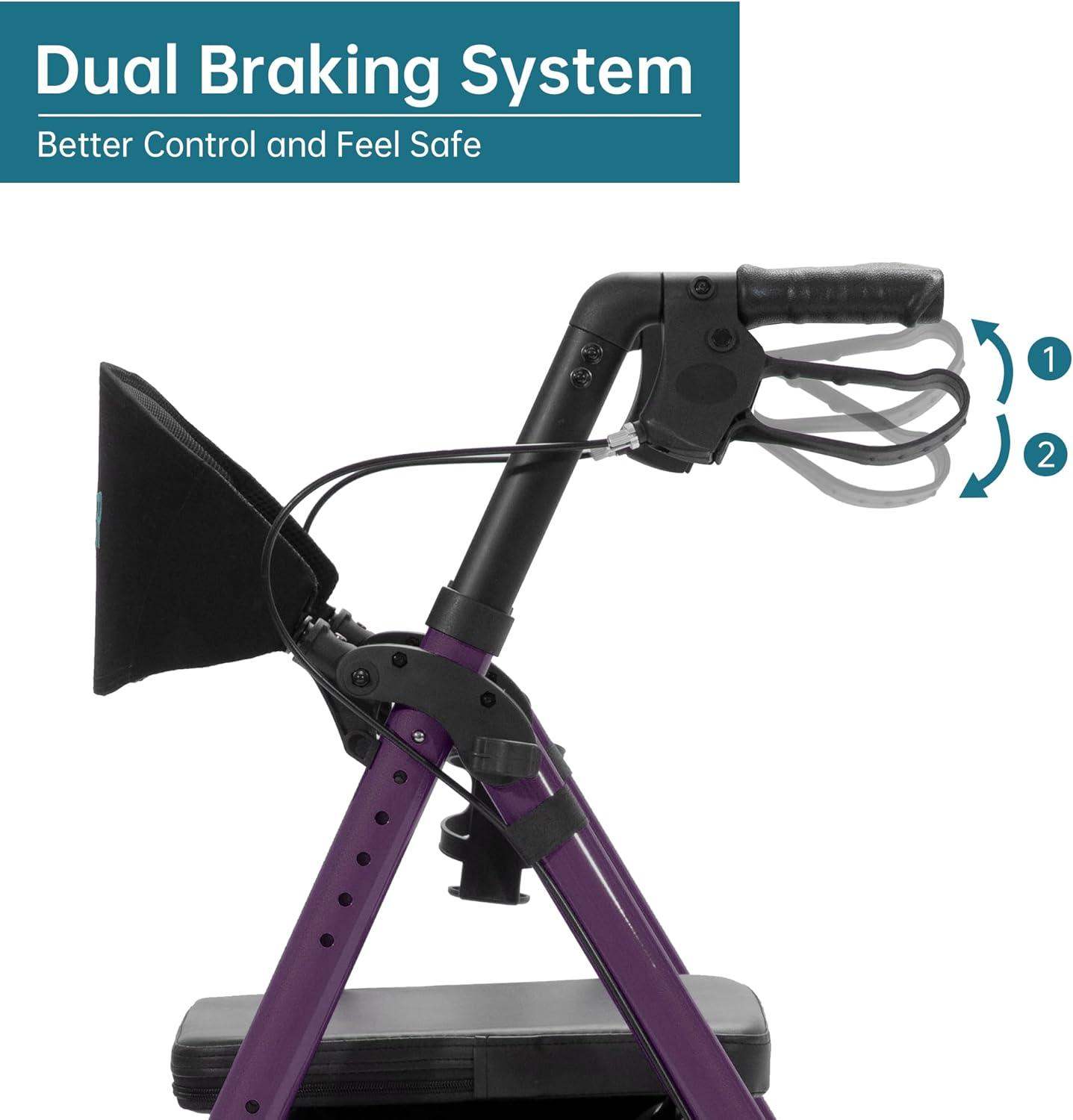 Rollator Walker with All-Terrain 10-Inch Non-Pneumatic Wheels and Padded Seat for Comfort and Injury Recovery - imprüv  