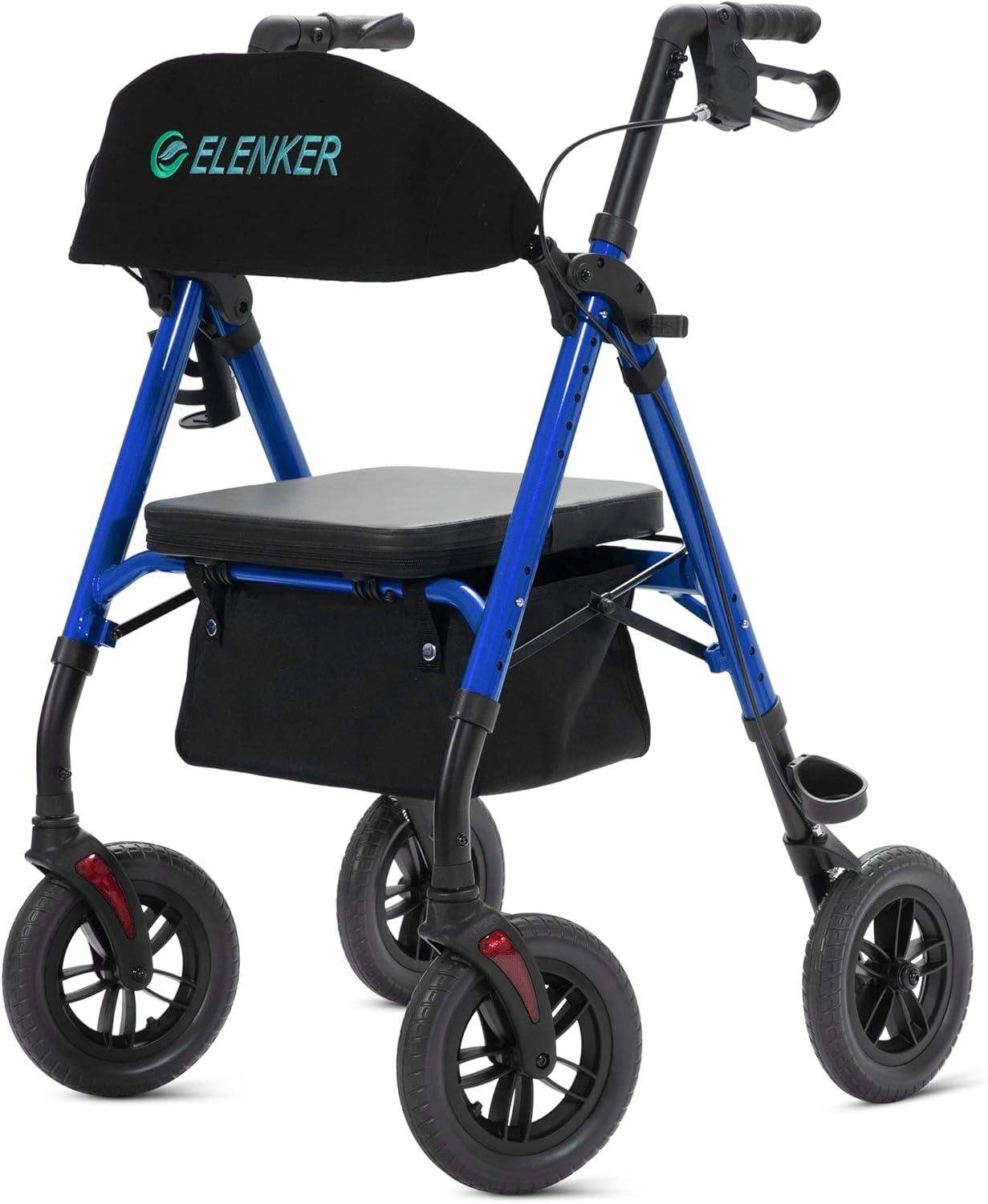 Rollator Walker with All-Terrain 10-Inch Non-Pneumatic Wheels and Padded Seat for Comfort and Injury Recovery - imprüv  