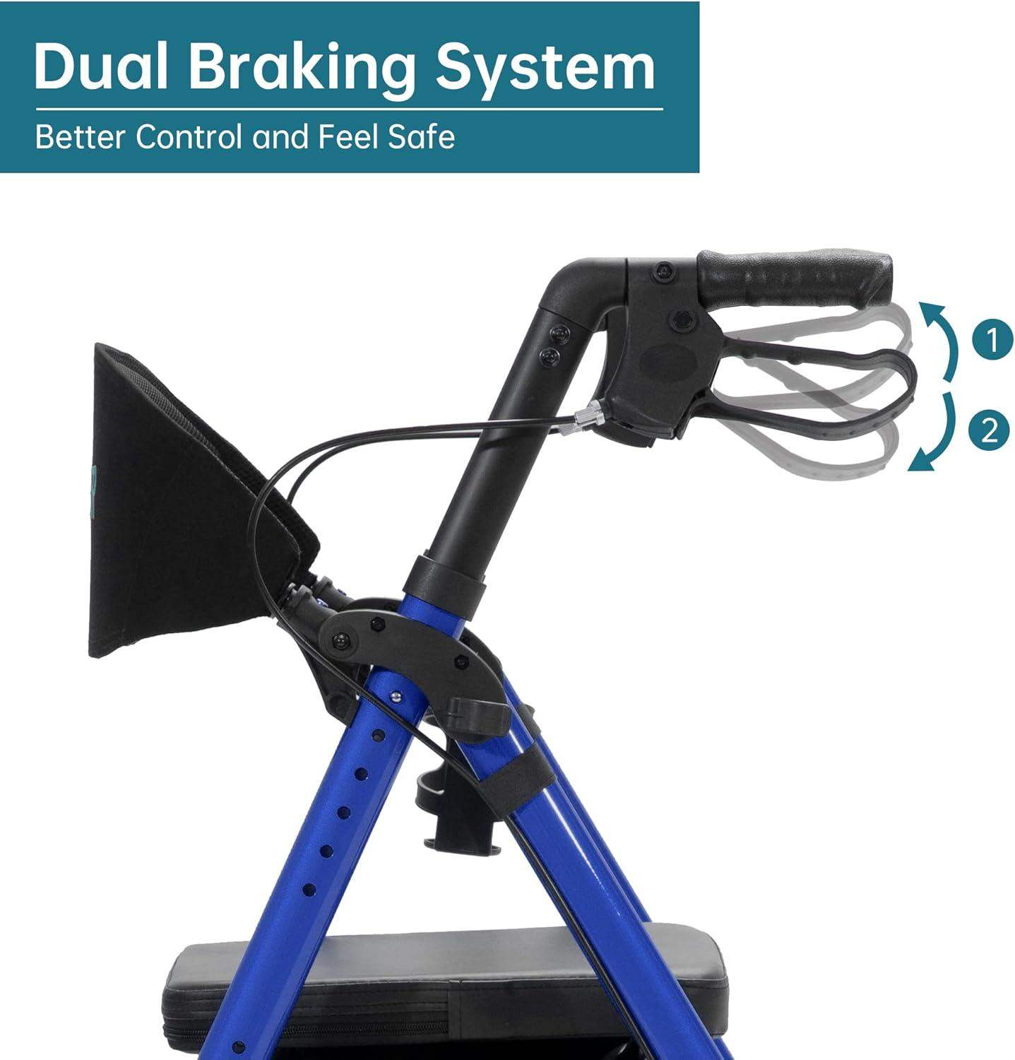 Rollator Walker with All-Terrain 10-Inch Non-Pneumatic Wheels and Padded Seat for Comfort and Injury Recovery - imprüv  