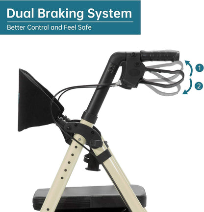 Rollator Walker with All-Terrain 10-Inch Non-Pneumatic Wheels and Padded Seat for Comfort and Injury Recovery - imprüv  