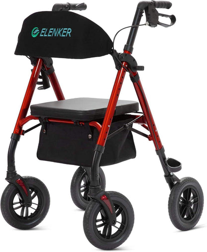 Rollator Walker with All-Terrain 10-Inch Non-Pneumatic Wheels and Padded Seat for Comfort and Injury Recovery - imprüv  