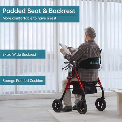 Rollator Walker with All-Terrain 10-Inch Non-Pneumatic Wheels and Padded Seat for Comfort and Injury Recovery - imprüv  