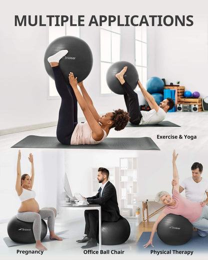 Swiss Exercise Yoga Ball for Balance and Core Stability with 5 Sizes and Quick Pump Included - imprüv  