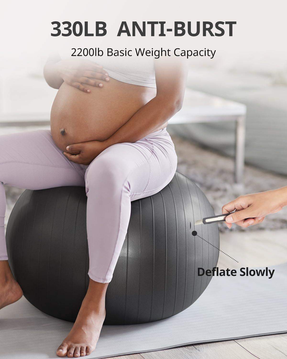 Swiss Exercise Yoga Ball for Balance and Core Stability with 5 Sizes and Quick Pump Included - imprüv  