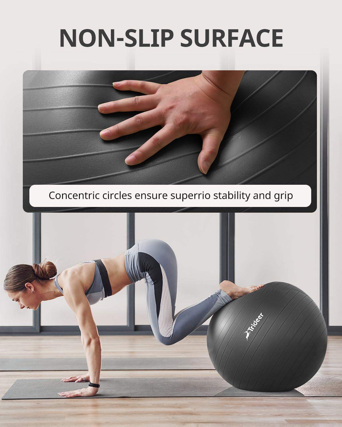 Swiss Exercise Yoga Ball for Balance and Core Stability with 5 Sizes and Quick Pump Included - imprüv  