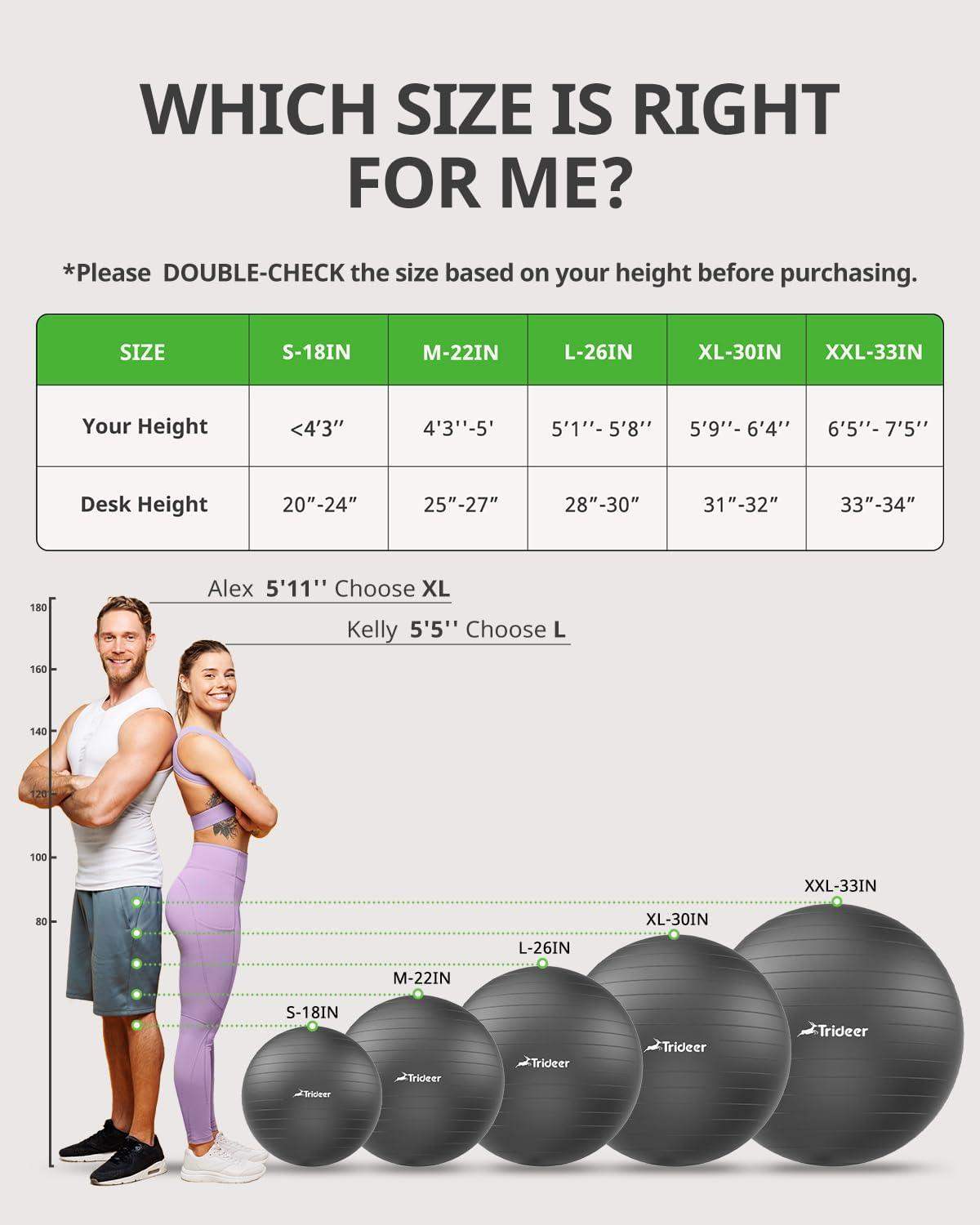 Swiss Exercise Yoga Ball for Balance and Core Stability with 5 Sizes and Quick Pump Included - imprüv  