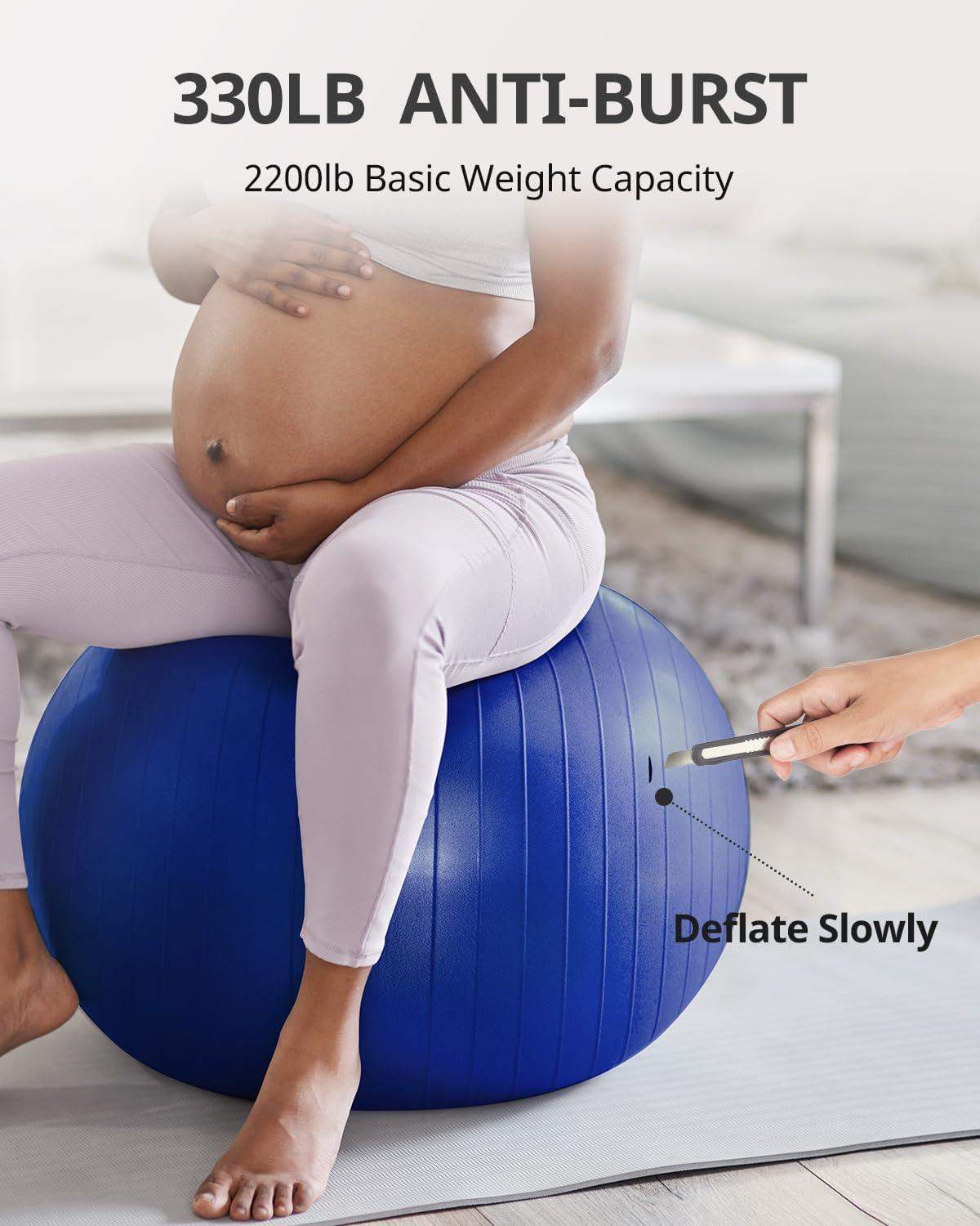 Swiss Exercise Yoga Ball for Balance and Core Stability with 5 Sizes and Quick Pump Included - imprüv  